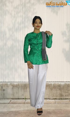 bà ba nữ gấm xanh lá