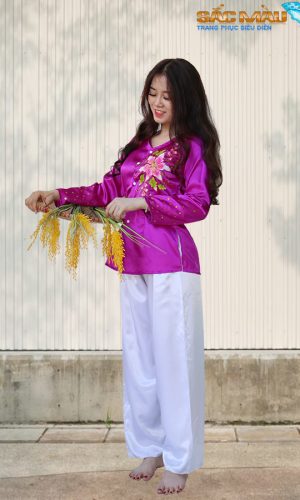bà ba nữ tím in hoa