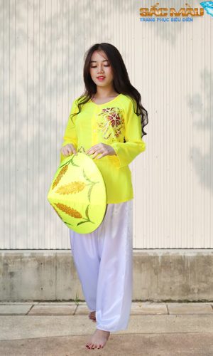 bà ba nữ vàng in hoa