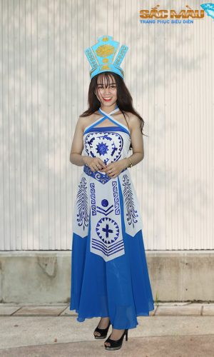 Đồ múa Âu lạc nữ trắng