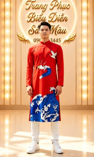 ao dai nam do song bien