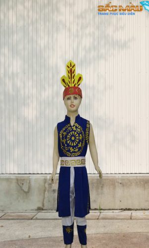 Đồ múa Âu lạc bé trai xanh