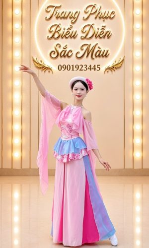 yếm váy múa hồng nhẹ nhàng