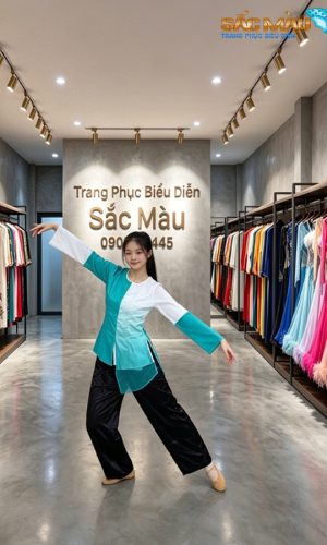 bà ba nữ cách tân xanh trắng