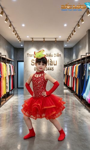 Đầm đỏ rời trẻ em