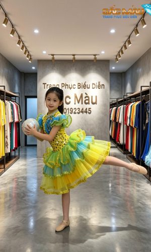 Đầm múa vàng xanh