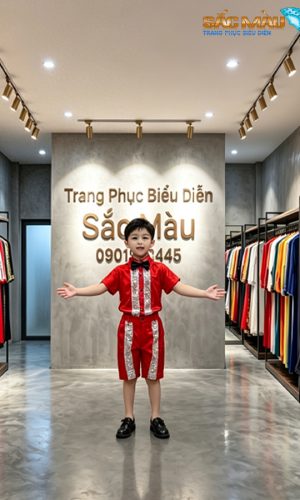 sơmi đỏ quần đỏ trẻ em