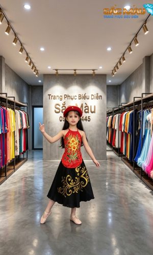 yếm đỏ váy đen trẻ em