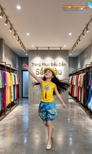 yếm vàng quần bí xanh