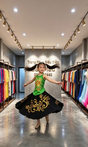 yếm xanh váy đen trẻ em