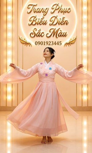 trang phục hằng nga hồng hoa xanh