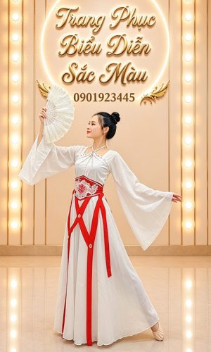 trang phục hằng nga trắng dây đỏ