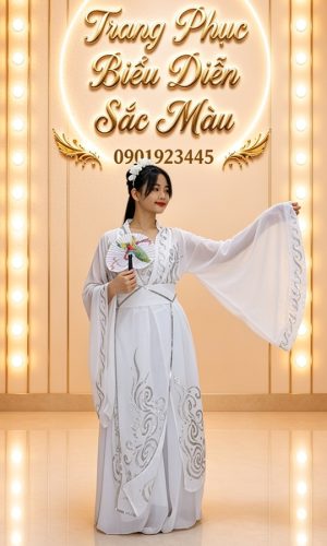 trang phục hằng nga trắng in