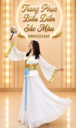 trang phục hằng nga trắng viền vàng mẫu 4