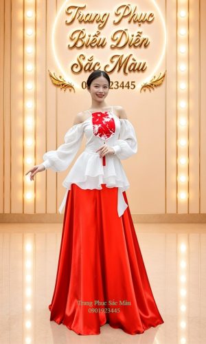 yếm trắng quần váy đỏ