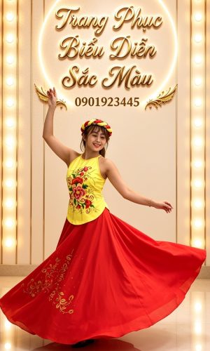yếm vàng váy đỏ