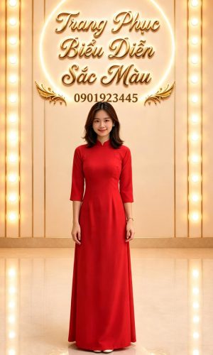 ao dai nu do tron tay lo