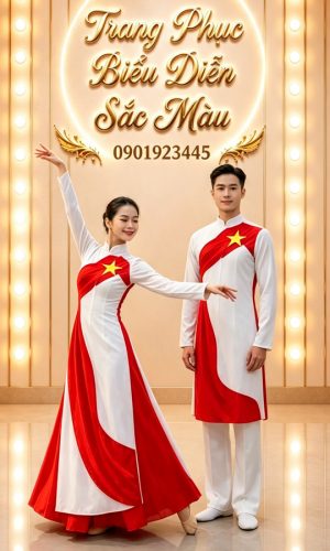 ao dai trang do sao vang