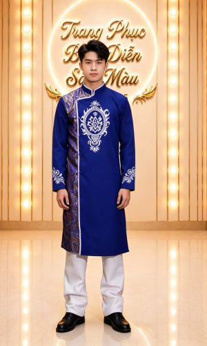 ao dai nam xanh duong